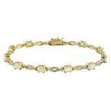 18K Gold over Sterling Silver Created Opal & Diamond Accent Swirl Bracelet