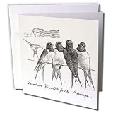PS Vintage - Vintage black and white french birds - Greeting Cards-6 Greeting Cards with envelopes
