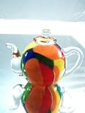 Murano Hand Blown Glass Rainbow Teapot Paperweight PP-0204