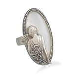 Sterling Silver Shell Ring with Marcasite Sitting Woman Design