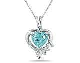 Heart Shape Aquamarine & Diamond Pendant in White Gold
