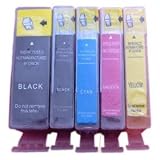 Chipped - 1 Set Compatible Ink Cartridges with chip for Canon Pixma iP4200 / iP 4200 Printer by GFS - 1x PGI-5BK Black, 1x CLI-8BK Black, 1x CLI-8C Cyan, 1x CLI-8M Magenta, 1x CLI-8Y Yellow
