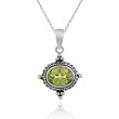 Sterling Silver Bali Pendant with Genuine Peridot Stone