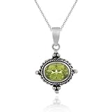 31R8On9QbvL. SL160  Sterling Silver Bali Pendant with Genuine Peridot Stone