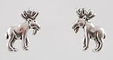 Tiny Sterling Silver Moose Stud Earrings, #2521