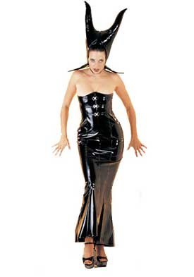 Vinyl Tube Long Flair Dress With 3 Buckles-Black/Medium by Leg avenue