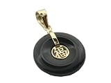 Mini Onyx Luck Moon Pendant, 14k Gold