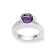 Amethyst and Diamond Sterling Silver Ring (Sizes 6-8)