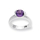Amethyst and Diamond Sterling Silver Ring (Sizes 6-8)