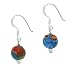 Sterling Silver .925 Murano Glass 10mm Teal Blue Bead Beaded Millefiori Dangle Earrings
