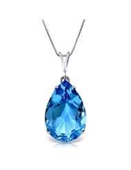 14k White Gold 18" Necklace with Blue Topaz pendant