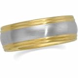 18K Yellow Gold and Platinum Comfort Fit Wedding Band For Men and Women - Sizes 5 - 12.5
