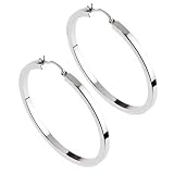 Platinum Over Sterling Silver Polished Hoop Earrings