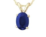 All-Natural Genuine 6x4 mm, Oval Sapphire pendant set in 14k Yellow gold
