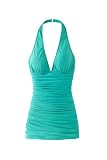 Newport Ruched Retro-Inspired One-Piece Halter Swimsuit