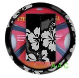 Hawaiian Steering Wheel Cover and Shoulder Pad - Charcoal Black Hawaii Hibiscus Floral Print