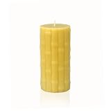 3 x 6 Bamboo Teak Scented Pillar Candles Set of 4