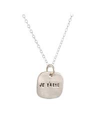 CHOCOLATE AND STEEL- Je Taime Rounded Square Pendant Necklace