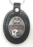Nebraska Cornhuskers Large Leather & Pewter Key Fob