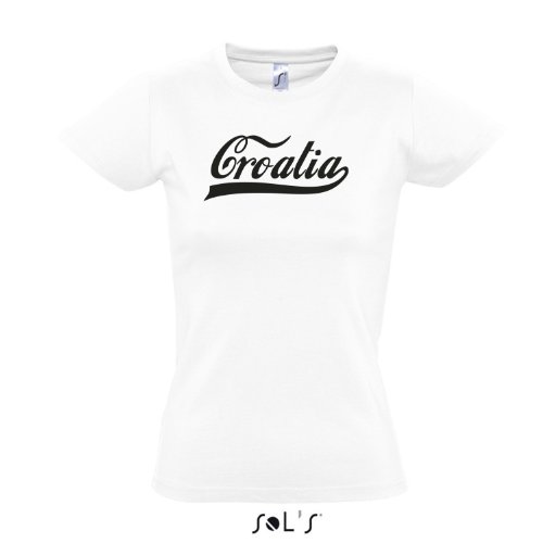 Damen T-Shirt – Kroatien Oldschool Croatia LÄNDERSHIRT EM / WM FAN Trikot S-XXL , White – schwarz , XXL