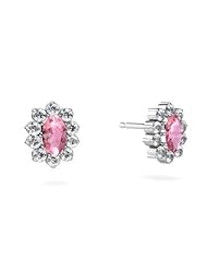 Created Pink Sapphire 14kt White Gold Earrings