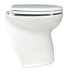 Jabsco 58220-1012 Marine Marine Deluxe Flush Slant Back Electric Toilet with Intake Pump (12-Volt, 25-Amp) by