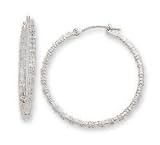 14k White Diamond-Cut Earrings