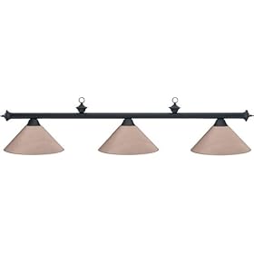 Cue and Case LP-BBBS130 black 3 Shade Light Bar with Taupe Silk Shades
