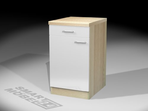 UNTERSCHRANK ANCONA 50 Glänzend weiß/Akazie