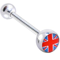 United Kingdom Great Britain Flag Logo Barbell Tongue Ring