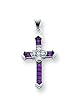 14k White Gold Diamond & Ruby Cross Pendant