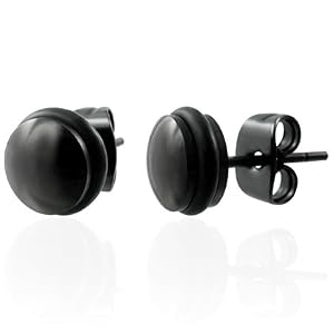Urban Male schwarze Edelstahl Ohrstecker für Männer 6mm