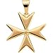 maltese32  - 14k Yellow Gold Maltese Cross Pendant 18mm