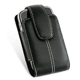 FOR HTC : Droid Eris / Hero / Touch Pro2 / My Touch 3G / Magic / Ozone XV6175 / Snap S511 / Premuim Leather All Black With White trims around the edge Prefessional look Vertical Phone Carry Pouch Case Holster Belt Clip
