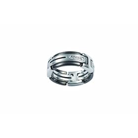 Fossil - JF83528040510 - Bague - Homme - Acier Noir et Blanc - Logo Fossil - Acier- T 60