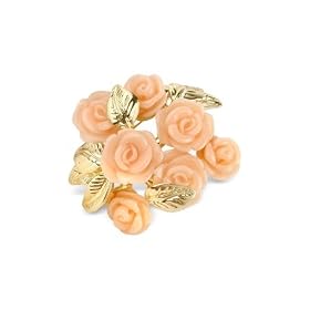 AZ Collection Pink Roses Gold Plated Brooch by AZ Collection