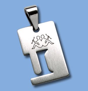 Stainless Steel Pendant - Etched Zodiac Design - Gemini