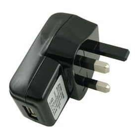 Black 3 PIN UK USB Mains Charger For iPods, Mobile Phones, PDA's, MP3 Players, Speakers, Digital Cameras, Nokia, Sony Ericsson, Samsung, LG, Palm (COMPATIBLE WITH ALL IPODS AND IPHONE 3G 3GS)