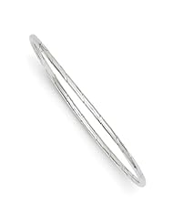 14k White Gold 2.5mm Grooved Slip-on Bangle, Best Quality Free Gift Box Satisfaction Guaranteed