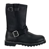 MENS SIZING Black Leather Calf Boot Gothic Boot Biker Boot Combat