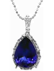 18K White Gold Tanzanite and Diamond Pendant -- LIFETIME WARRANTY