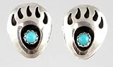 Sterling Silver and Turquoise Bear Navajo Bear Paw Earrings, #2399