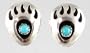 Southwestern Native American Handcrafted Bear Paw Earrings in Sterling Silver and Turquoise, #2399