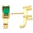 14K Yellow Gold Chatham Created Emerald "J" Earrings