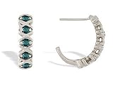 14K White Gold Round Created Alexandrite Hoop Earrings
