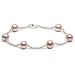 Sterling Silver Pink Freshwater Cultured Pearl Station Bracelet, 7.25"