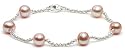 Sterling Silver Pink Freshwater Cultured Pearl Station Bracelet, 7.25"