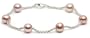 Sterling Silver Pink Freshwater Cultured Pearl Station Bracelet, 7.25"
