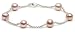 Sterling Silver Pink Freshwater Cultured Pearl Station Bracelet, 7.25 