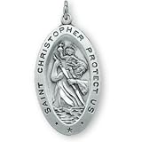 Sterling Silver St Christopher Medal and 24-inch Chain